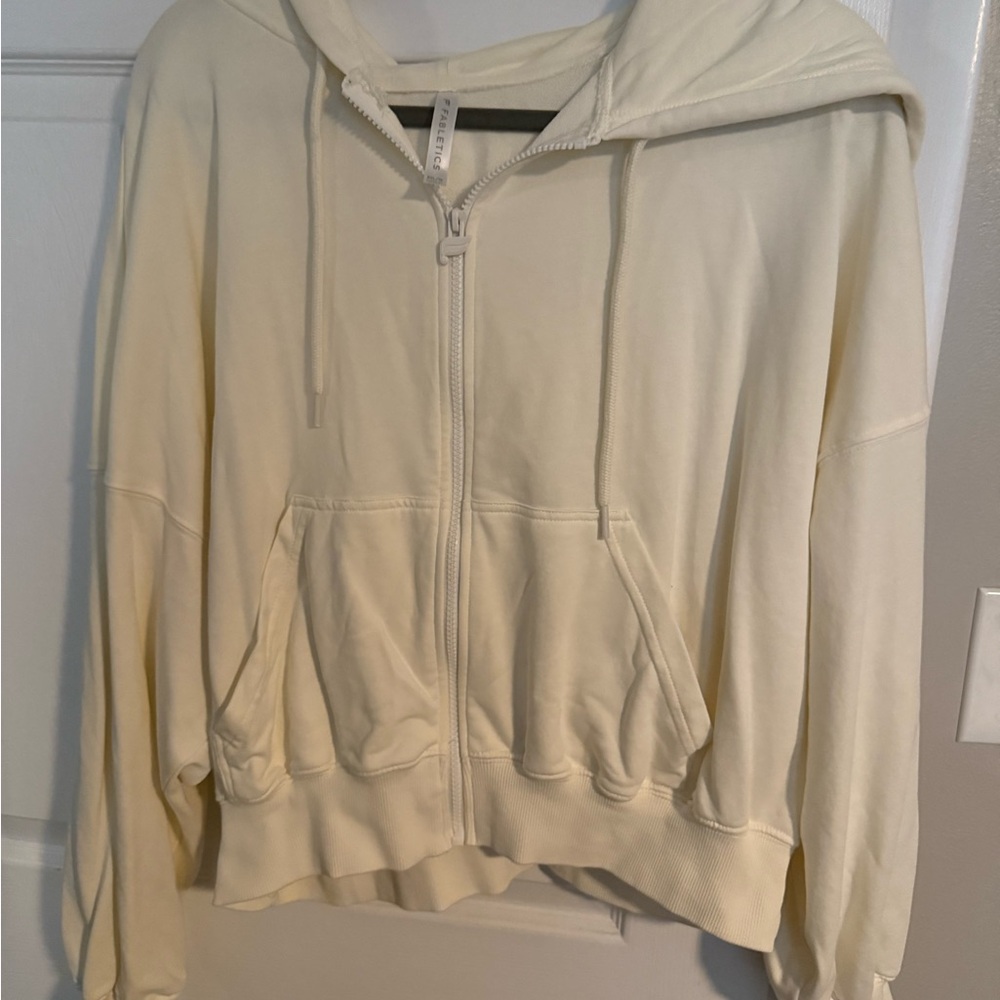 Fabletics Cream Zip-Up Hoodie
